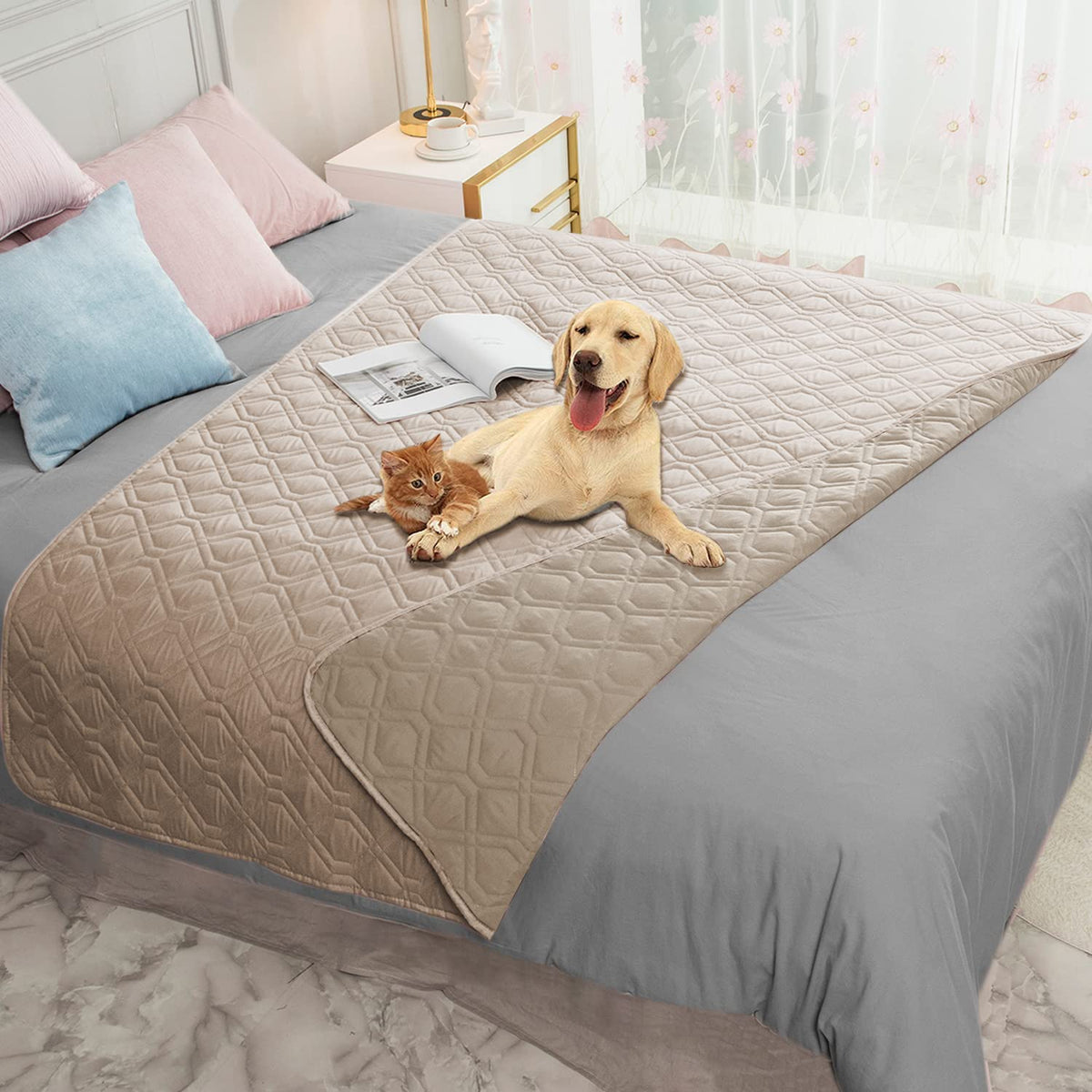 Ameritex Waterproof Dog Bed Blankets Cover for Bed Couch Sofa Reversible
