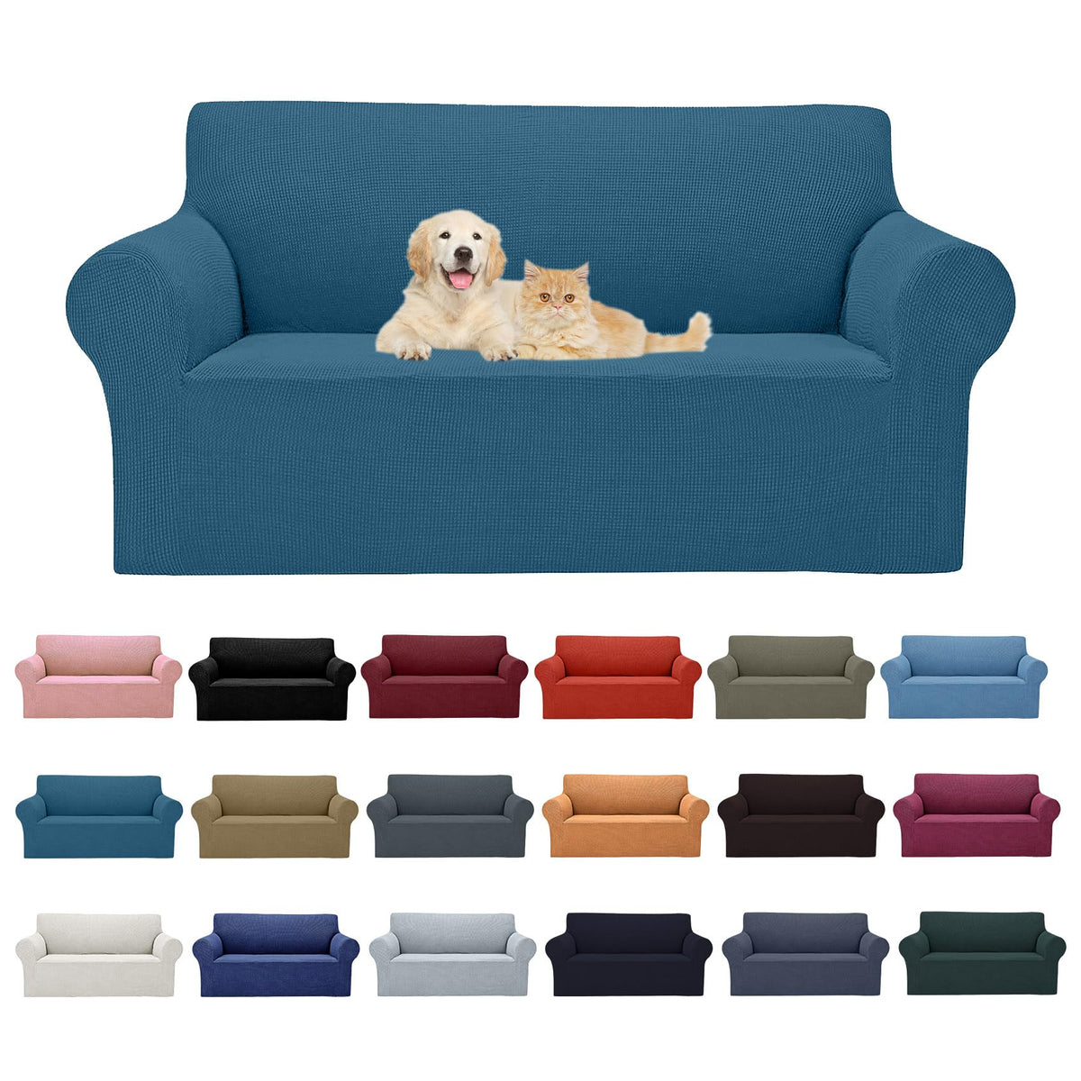 Cupuamon 2026 New Stretch Sofa Slipcovers Couch Cover for 3 Cushion Furniture Protector Sofa Covers with Elastic Bottom Jacquard Fabric Small Checks for Pets, Kids -Sofa, Black