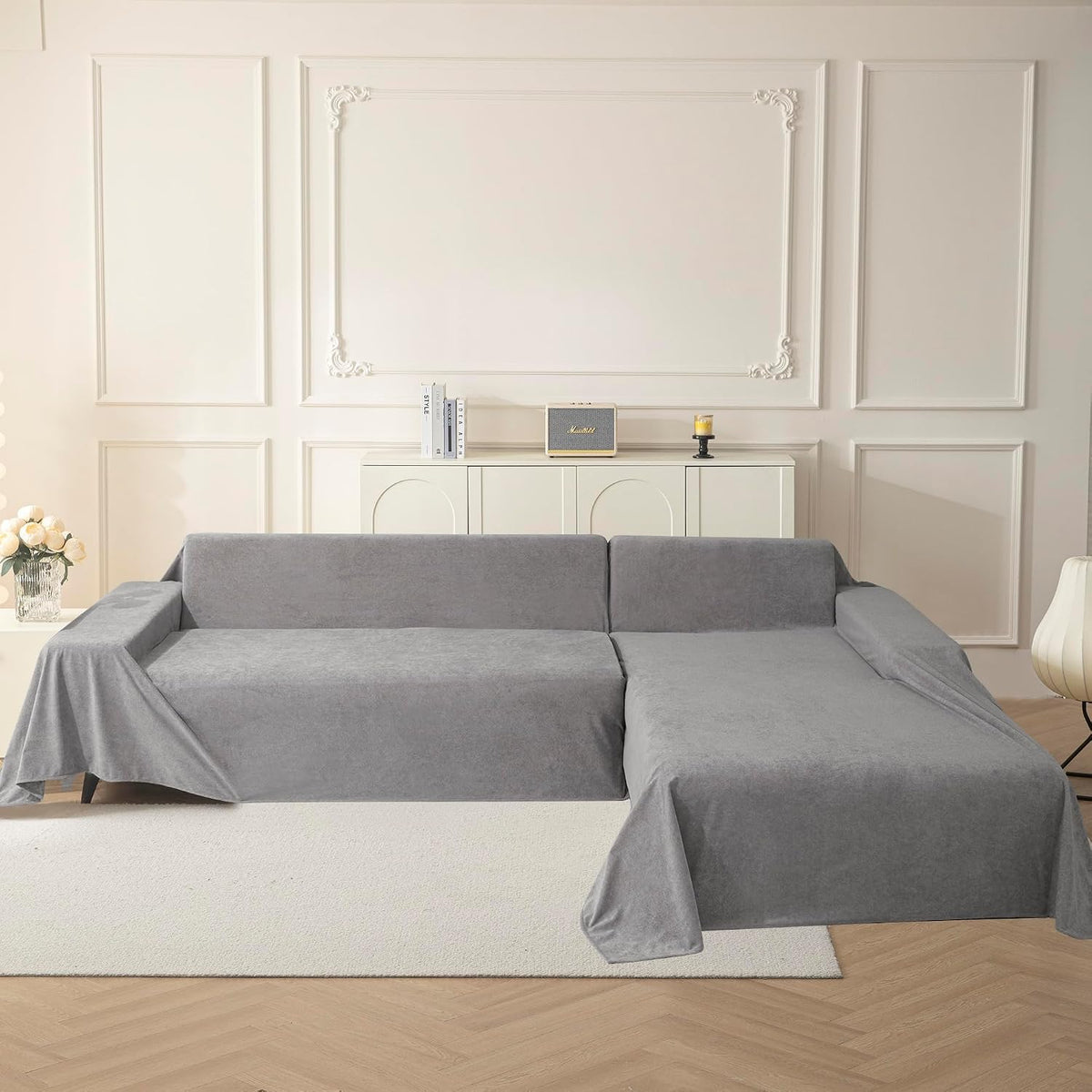 MYSKY HOME Couch Covers for Dogs, Non-Slip Sofa Slipcover, 91"x134", Grey