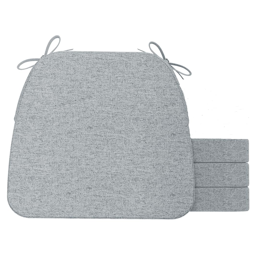 AAAAAcessories D-Shaped Chair Cushions, 2" Thick Dining Chair Pads with Ties and Removable, Machine-Washable Cover, 17" x 16", Set of 4, Oatmeal Beige