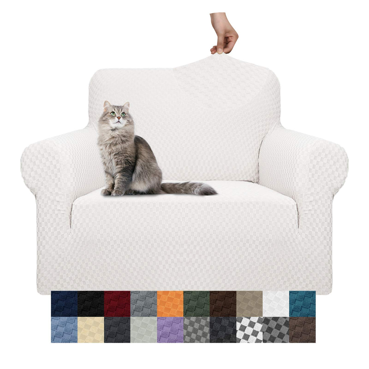 YEMYHOM Couch Cover Latest Jacquard Design High Stretch Sofa Covers for 3 Cushion Couch, Pet Dog Cat Proof Slipcover Non Slip Magic Elastic Furniture Protector (Sofa, Light Gray)