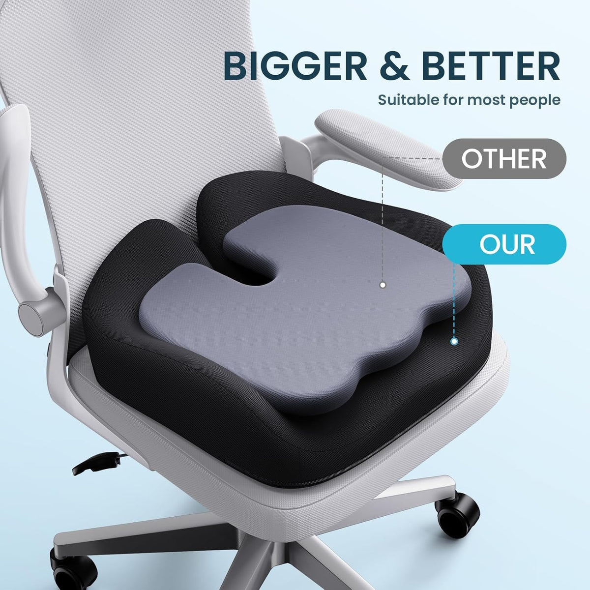 Benazcap Memory Foam Seat Cushion, Ergonomic Office Chair Cushion