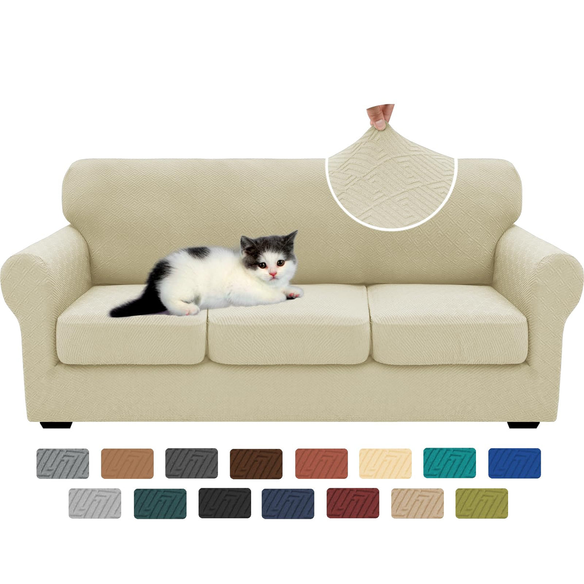 XINEAGE 4-Piece Stretch Sofa Cover, Washable Couch Covers for Dog