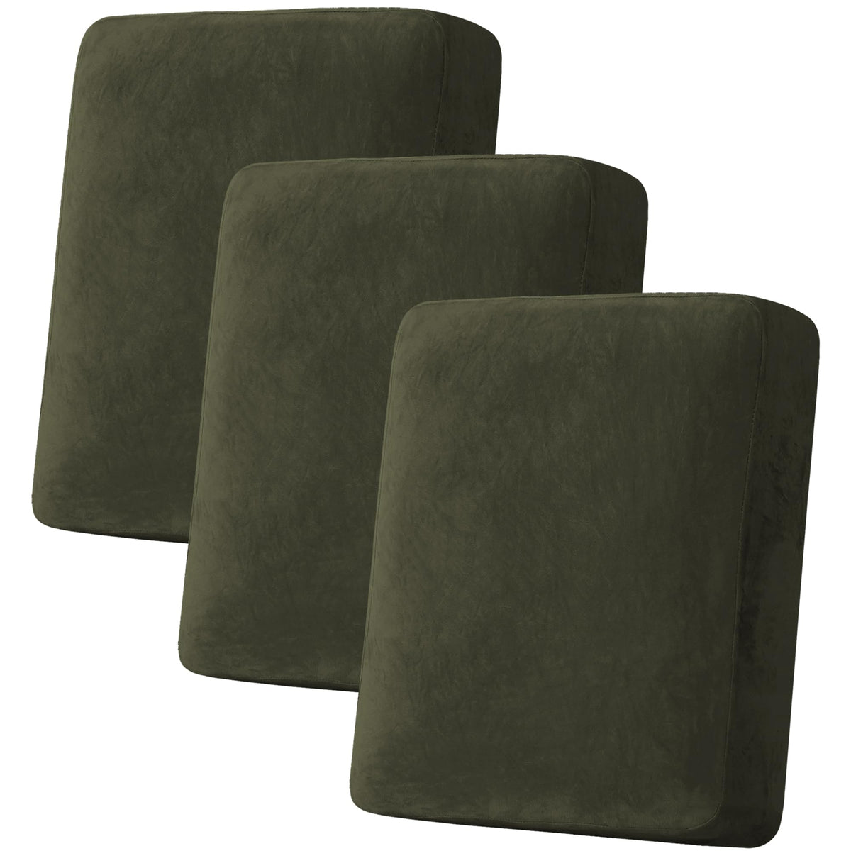 H.VERSAILTEX Velvet Stretch Couch Cushion Cover Plush Cushion Slipcover for Chair Loveseat Sofa Cushion Furniture Protector Seat Cushion Sofa Cover (2 Piece Large Sofa Cushion Covers, Ivory)