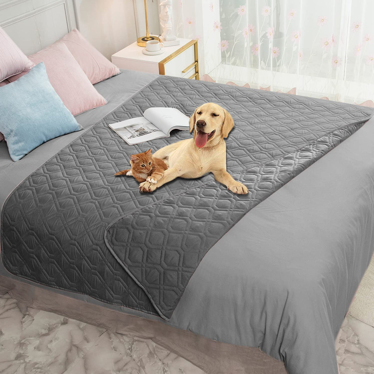 Ameritex Waterproof Dog Bed Blankets Cover for Bed Couch Sofa Reversible