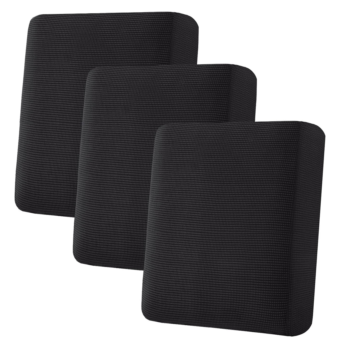 H.VERSAILTEX Super Stretch Individual Seat Cushion Covers Sofa Covers Couch Cushion Cover Slipcover Sets Thick Jacquard Textured Twill Fabric (3 Piece Sofa Cushion Covers, Grey)