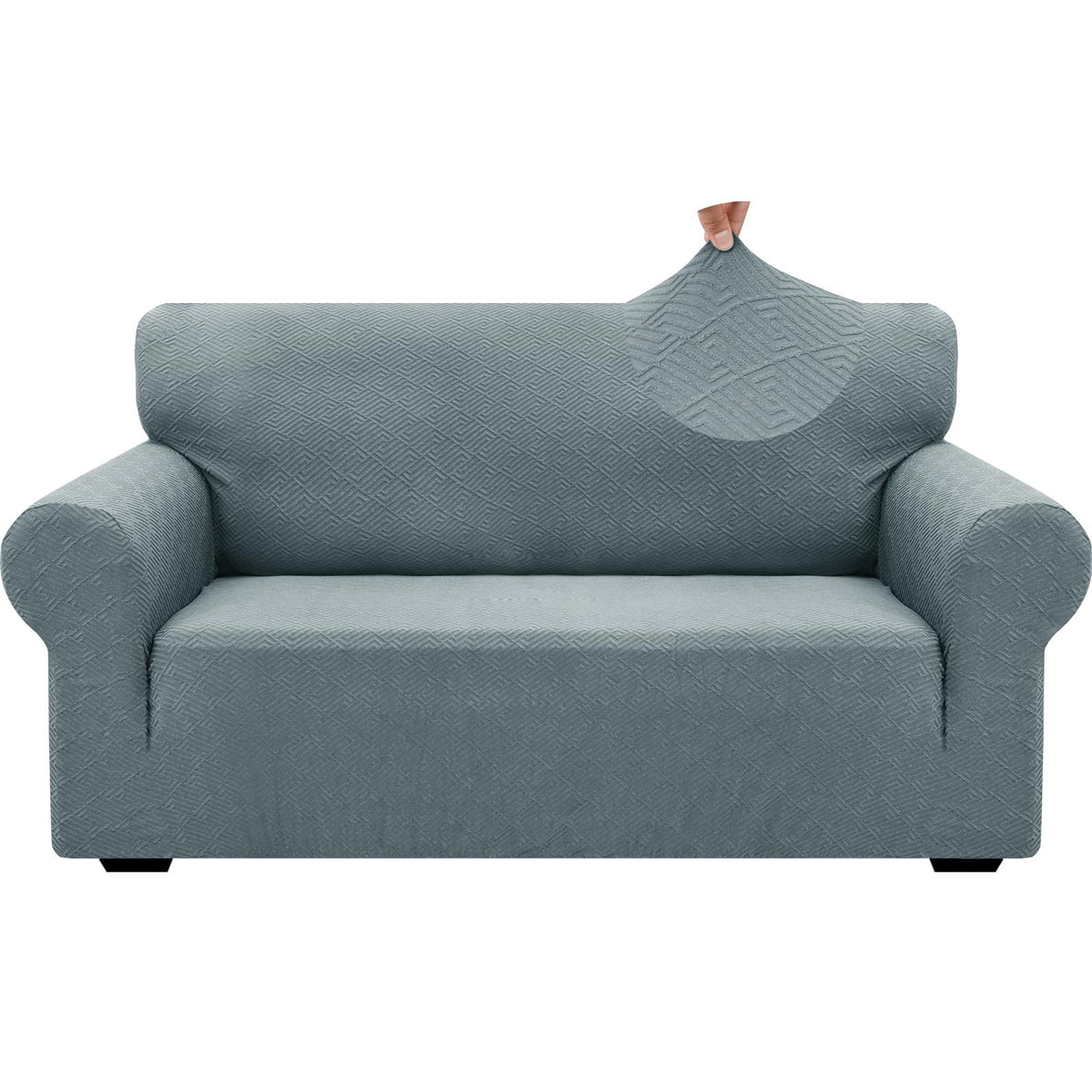 ZNSAYOTX 1 Piece Jacquard Couch Covers for 3 Cushion Couch Living Room High Stretch Sofa Cover Pets Dogs Friendly Anti Slip Thickened Slipcovers Furniture Protector (Sofa, Light Grey)