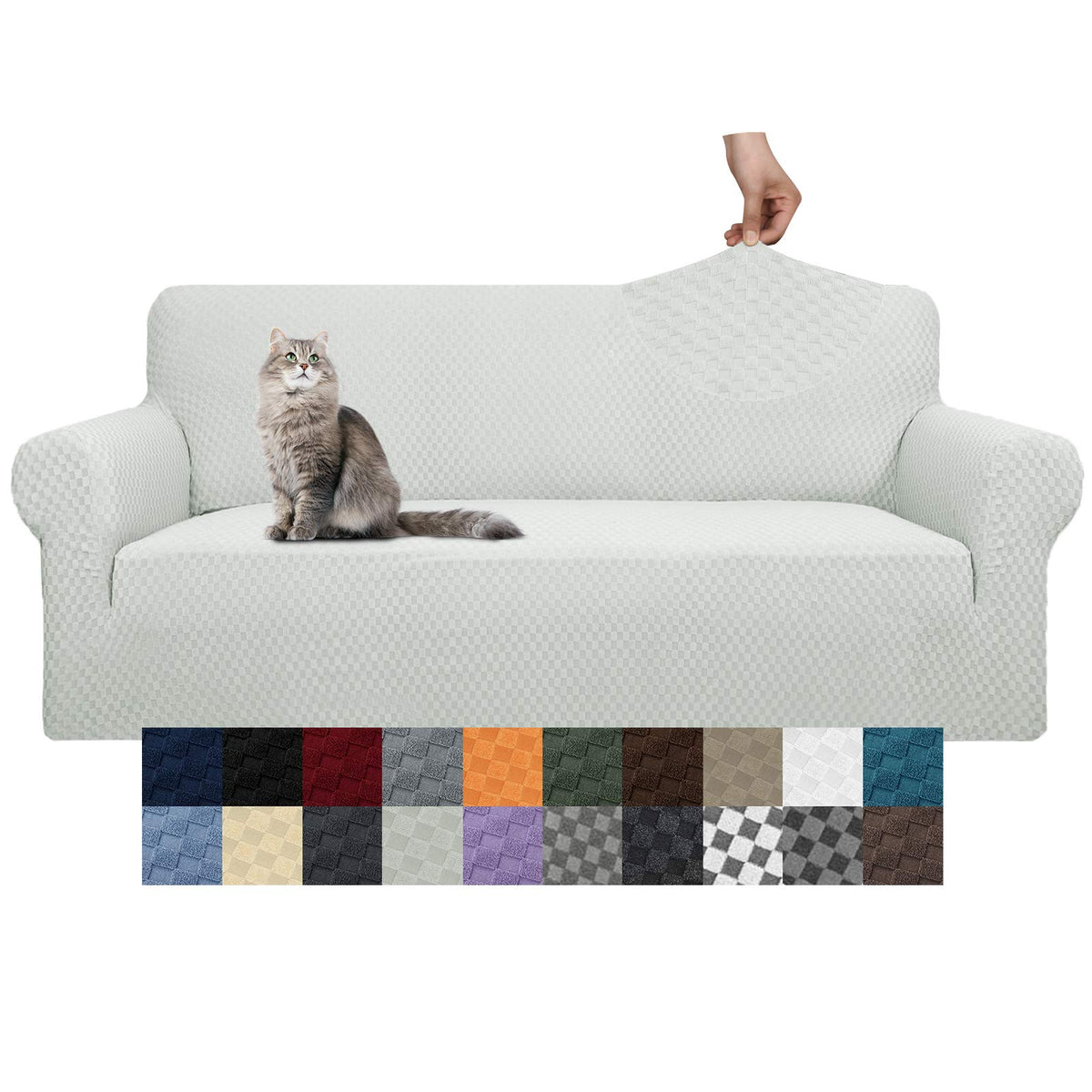YEMYHOM Couch Cover Latest Jacquard Design High Stretch Sofa Covers for 3 Cushion Couch, Pet Dog Cat Proof Slipcover Non Slip Magic Elastic Furniture Protector (Sofa, Light Gray)