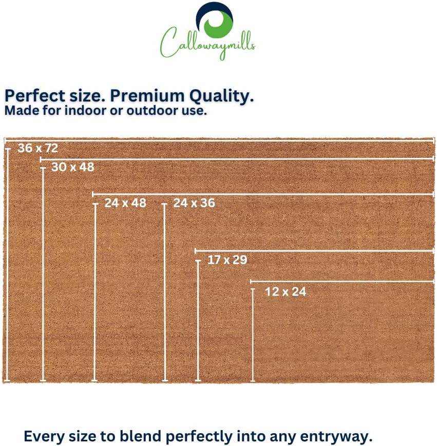 Calloway Mills 153552436 Natural Coir with Vinyl Backing Doormat, 24" x 36", Natural