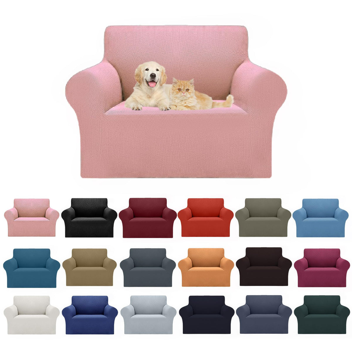 Cupuamon 2026 New Stretch Sofa Slipcovers Couch Cover for 3 Cushion Furniture Protector Sofa Covers with Elastic Bottom Jacquard Fabric Small Checks for Pets, Kids -Sofa, Black