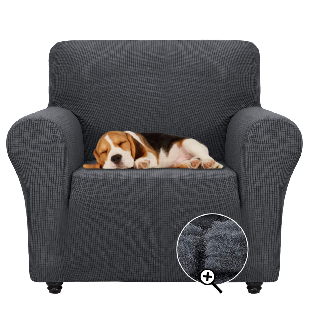 ZNSAYOTX Super Stretch Couch Cover (72"-92") Universal Sofa Covers with Elastic Bottom, Dog Cat Pets Friendly Washable Furniture Protector Fitted Sofa Slipcovers Stay in Place (Dark Grey, Sofa)