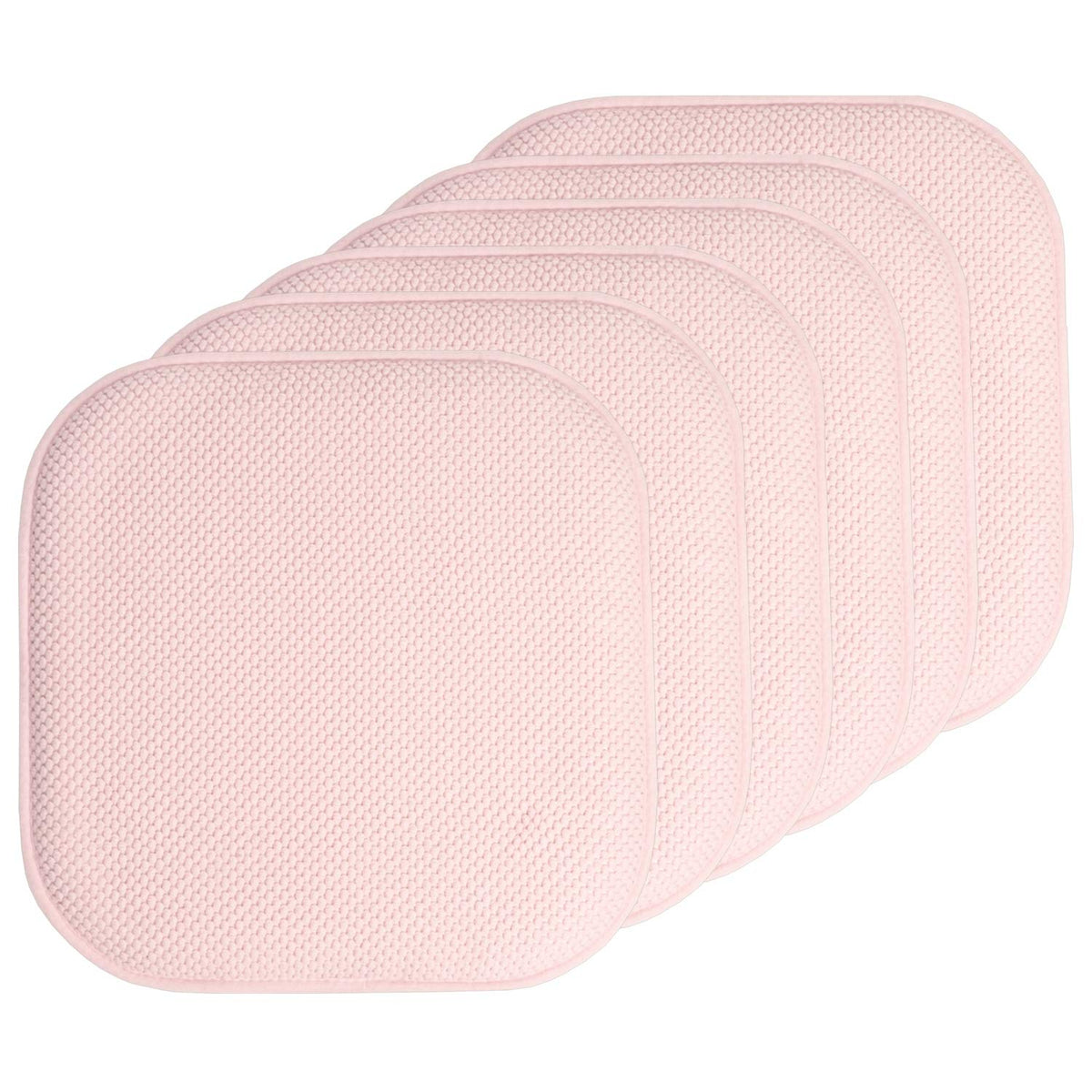 Sweet Home Collection Chair Cushion Memory Foam Pads Honeycomb Pattern Slip Non Skid Rubber Back Rounded Square 16" x 16" Seat Cover, 4 Pack, Alexis Chocolate