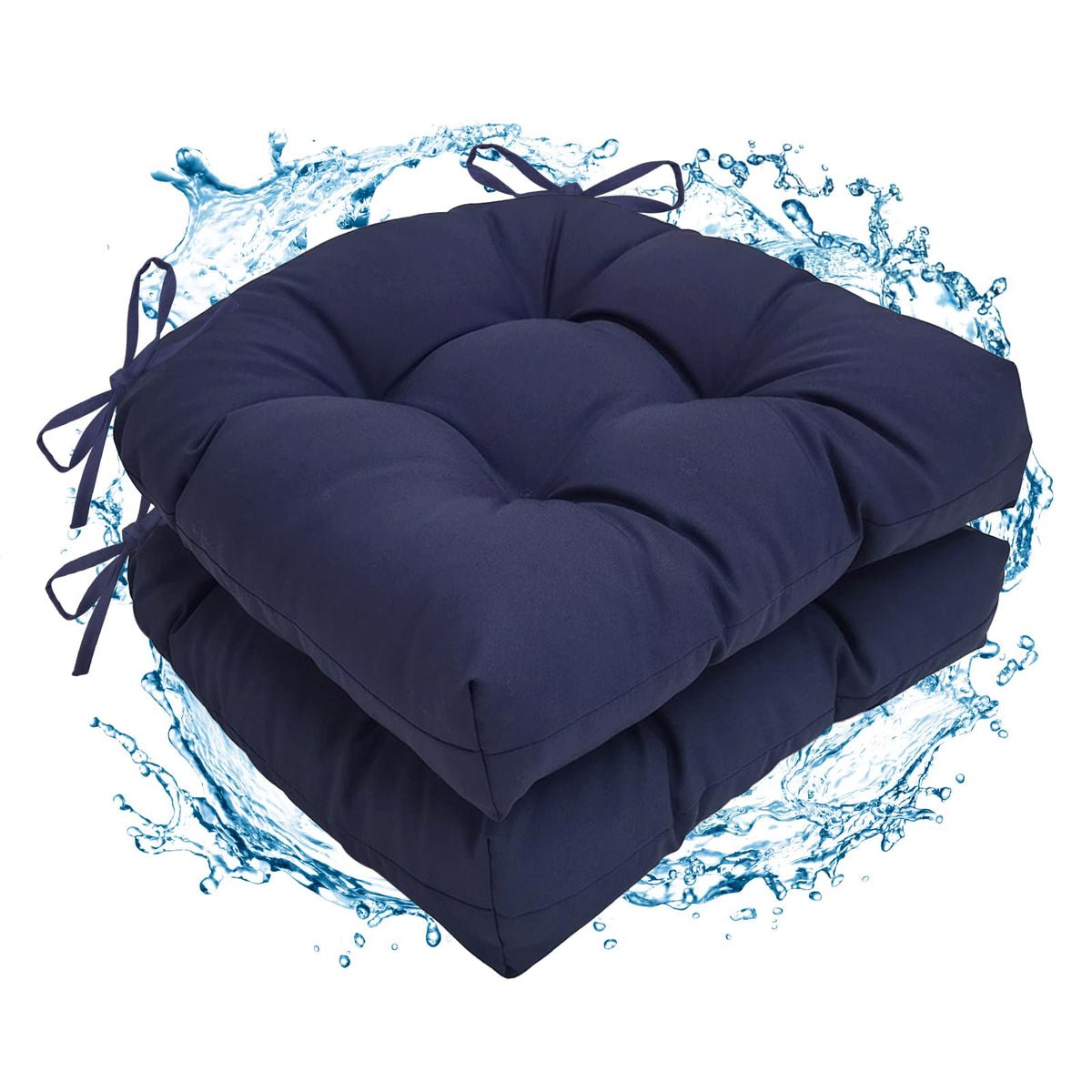 2 Pack Waterproof Outdoor Thick Tufted Chair Cushions,Peacock