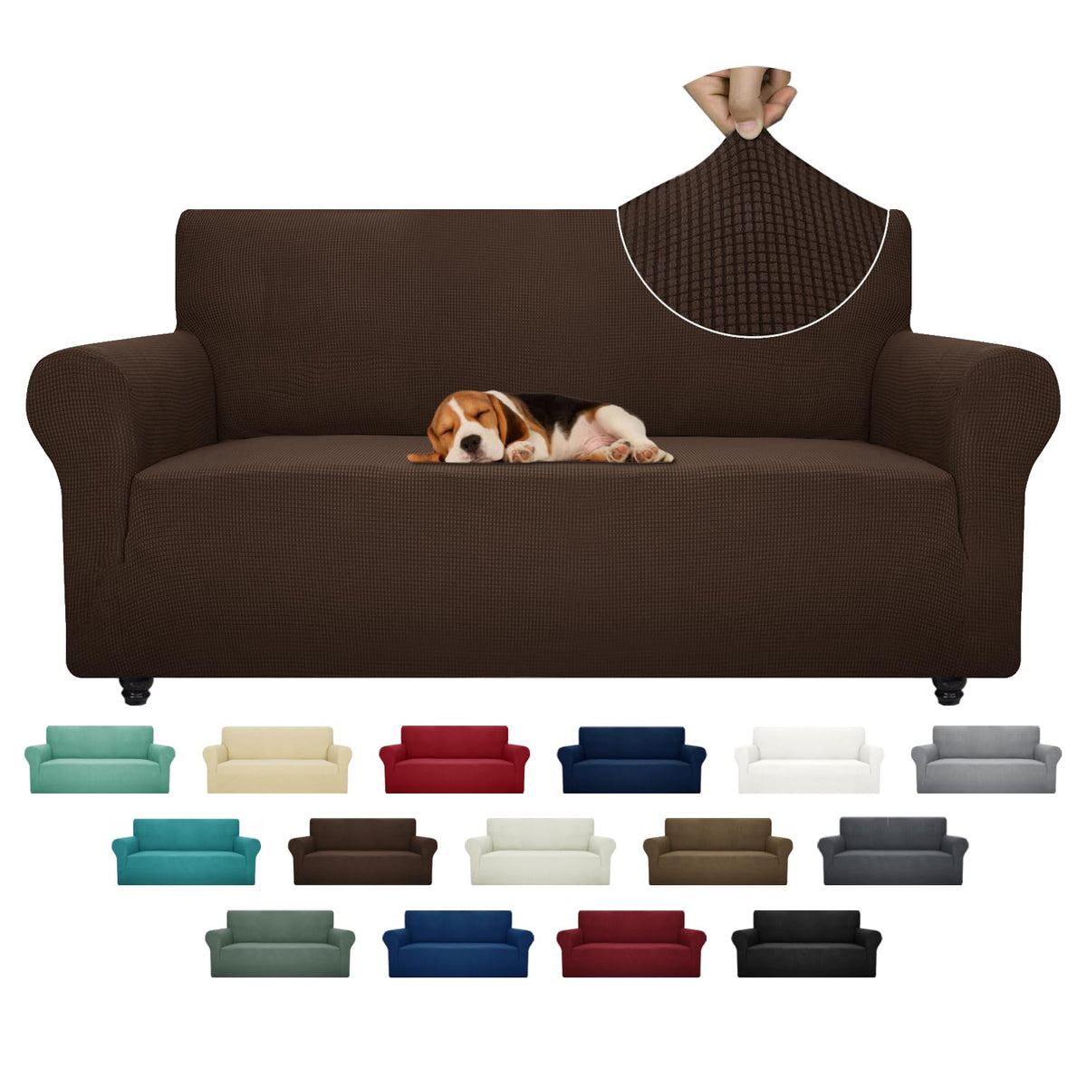 ZNSAYOTX Super Stretch Couch Cover (72"-92") Universal Sofa Covers with Elastic Bottom, Dog Cat Pets Friendly Washable Furniture Protector Fitted Sofa Slipcovers Stay in Place (Dark Grey, Sofa)