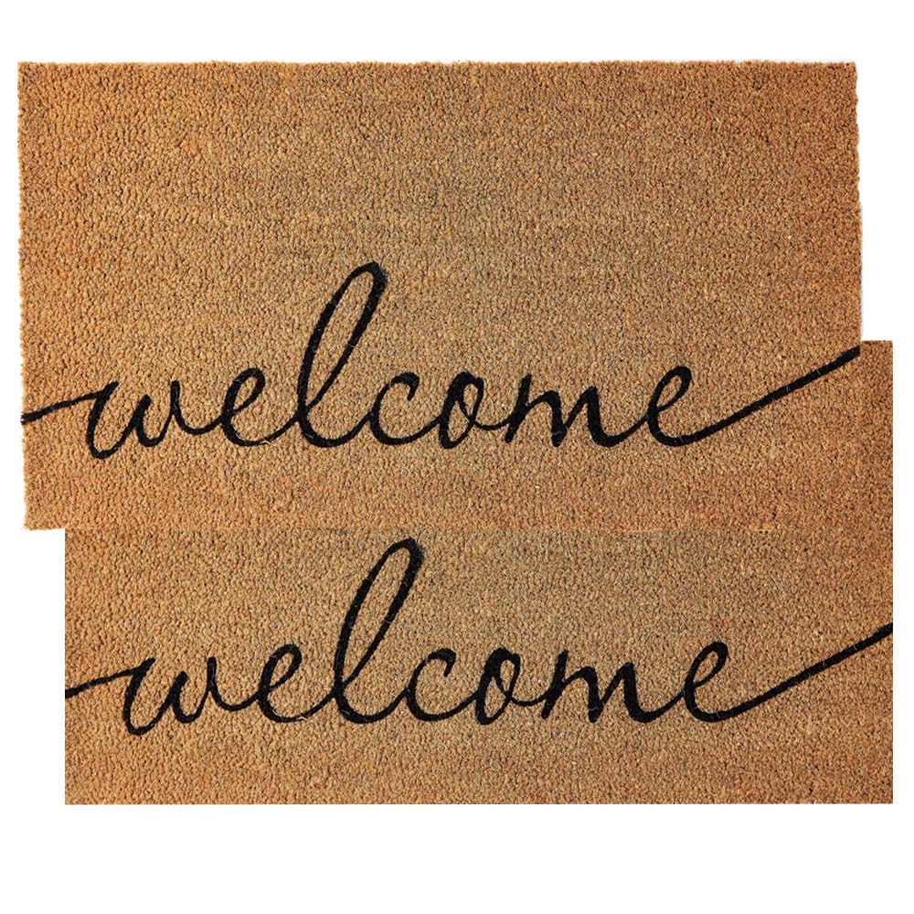 KANKUN Coco Coir Door Mat with Heavy Duty Backing, Welcome Doormat (17" x 30"), Doormat Entrance (Plain - 1Pack)