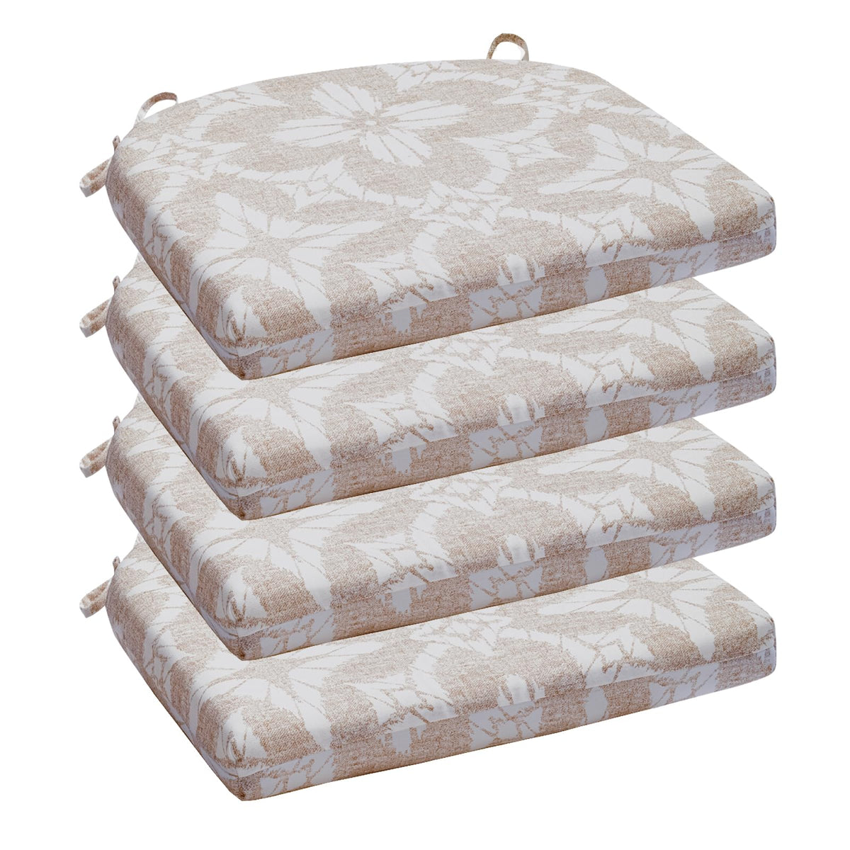 Wellsin Outdoor Chair Cushions for Patio Furniture - Outdoor Cushions for Chairs - Water Resistant Patio Chair Cushions Set of 4, 18.5"X16"X3", Flower