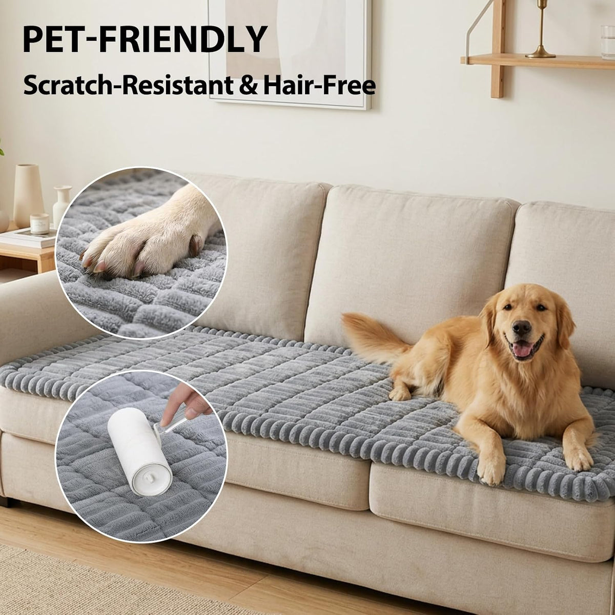 Fixwal Waterproof Flannel Dog Couch Cover, 27.6" x 59", Light Gray