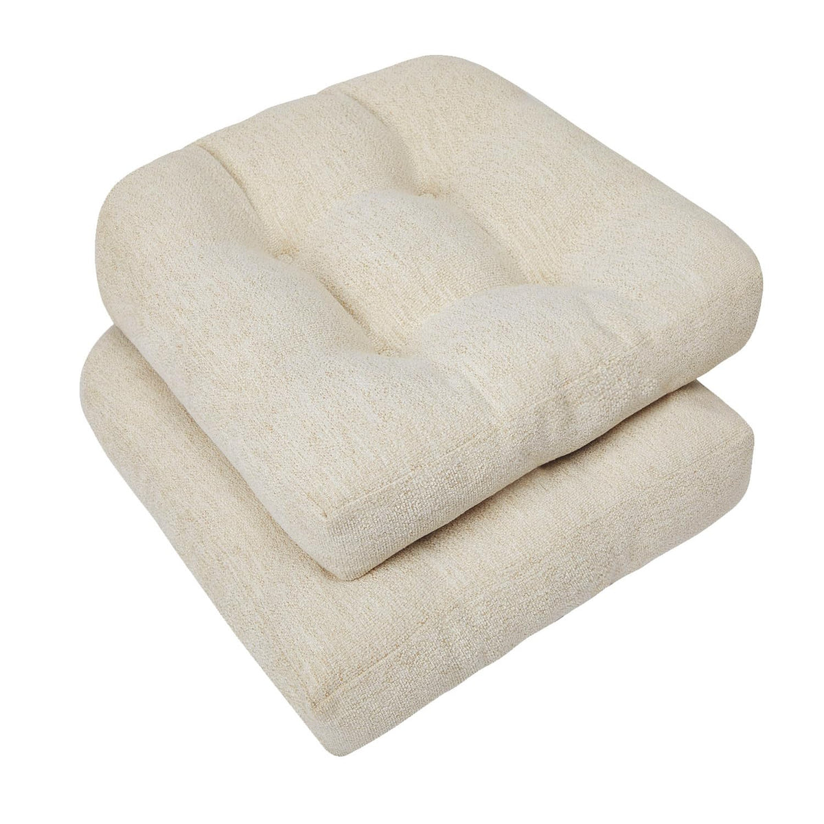 downluxe Chair Cushions for Dining Chairs 4 Pack, Tufted Indoor Chair Pads with Non-Slip Bottom, U-Shaped Kitchen Chair Cushions, 17"x17"x4", Khaki
