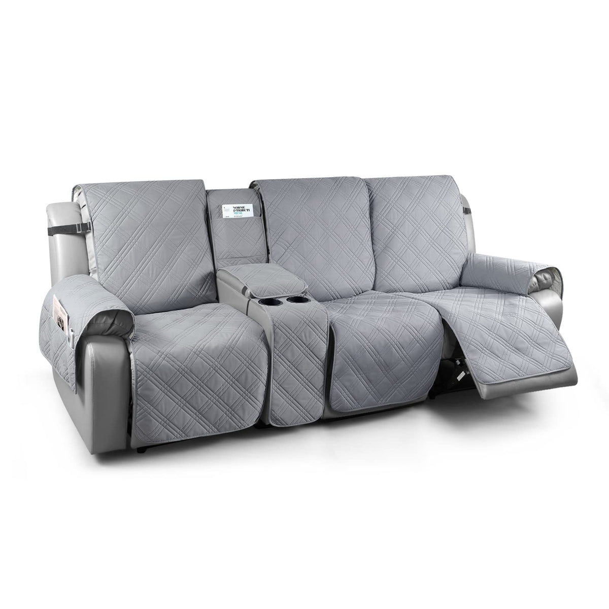 TAOCOCO Loveseat Recliner Cover with Center Console, 100% Waterproof Pet Cover for Dual Recliner with Straps Design, Split Reclining Loveseat Covers Furniture Pet&Kids Protector (2 Seater, Chocolate)