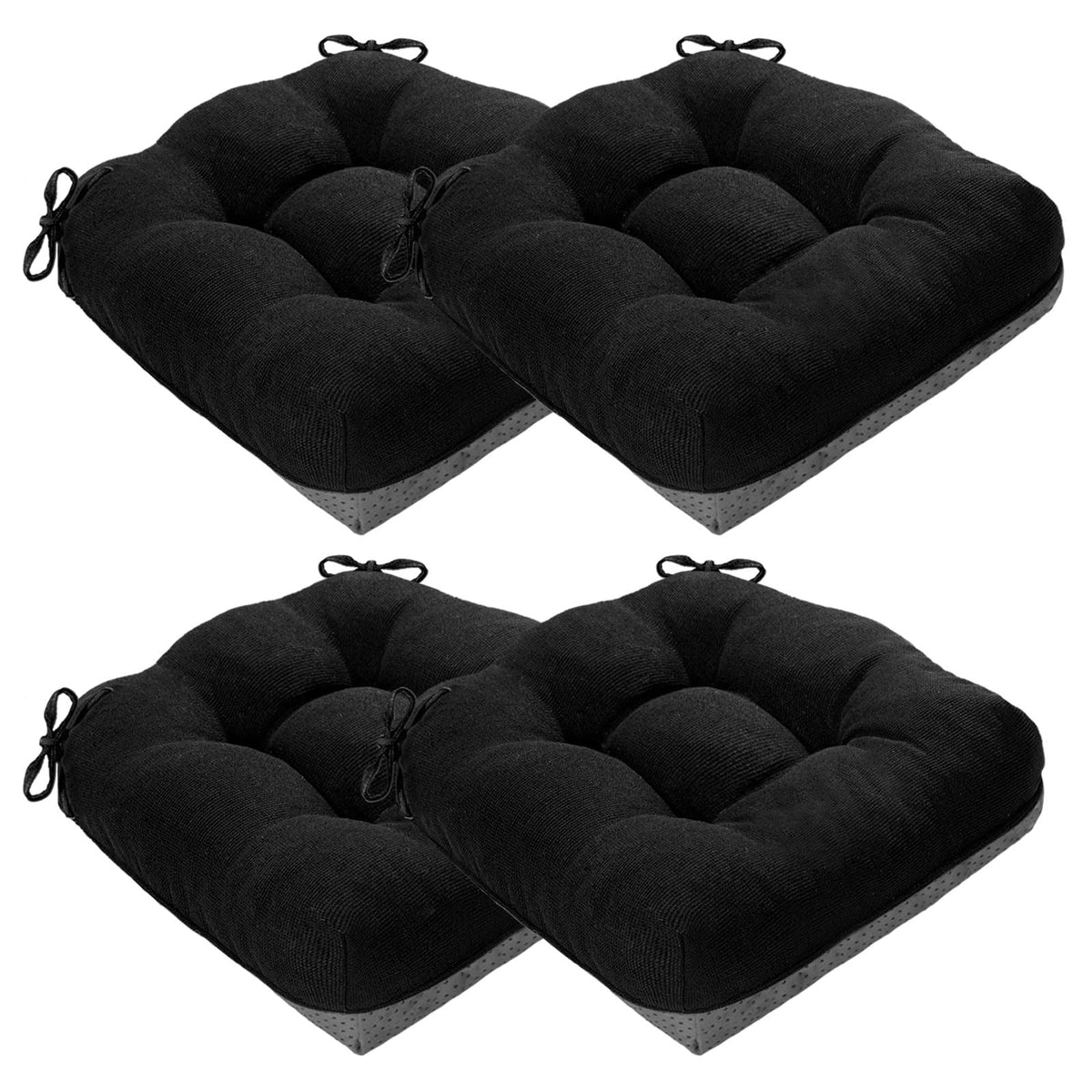 MAGIC ELEPHANT Chair Cushions for Dining Chair, Shredded Memory Foam Kitchen Chair Cushions Set of 4, Non-Slip Thick Dinning Room Chair Pads Seat Cushions, 15.5" x 15.5" x 4" (Grey)