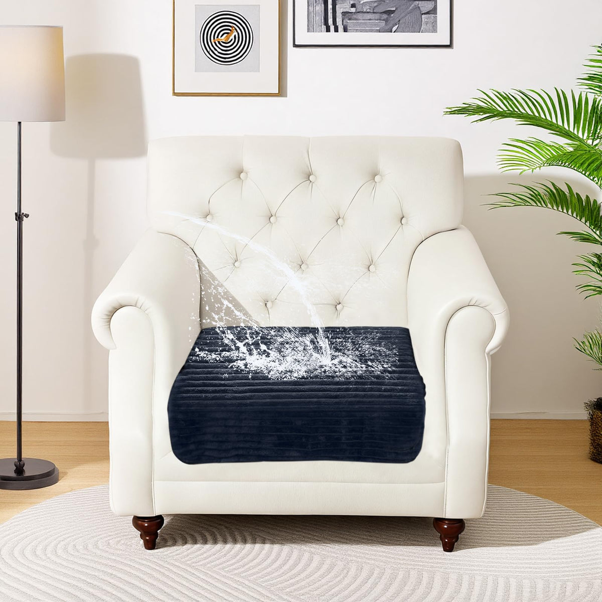 NAISI Couch Covers for Dogs Waterproof Flannel Striped Sofa Cover Pet Friendly Washable Dog Mat for Couch Anti Slip Sectional Sofa Slipcover Protector(2pcs/35"x63"+35"x70",Dark Grey)