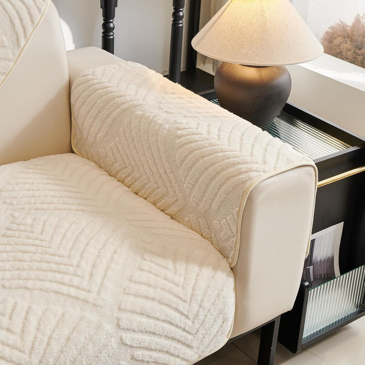 Plush Sofa Cover Washable, Funny Fuzzy Pet Couch Cover for 1 Seat