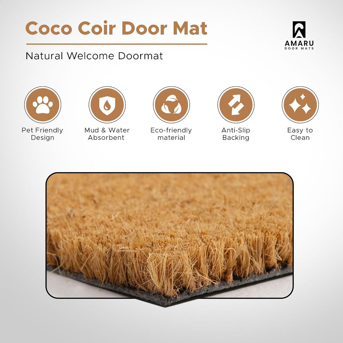Coir Welcome Mat, Non-Slip, Colorful Birds, 17 x 29 in