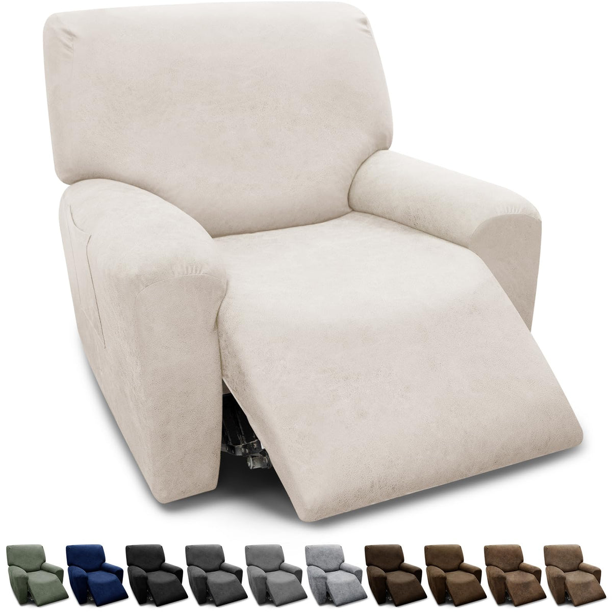 Couch Cover Leather Look 3 Seater Couch Sofa Cover 1-Piece Sofa Slipcover Stretch Furniture Protector with Elastic Bottom & Pockets(Sofa, Coffee)