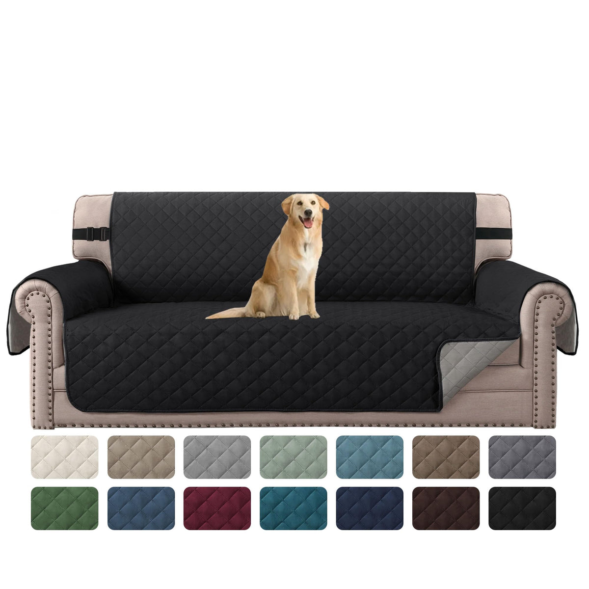 H.VERSAILTEX Reversible Sofa Cover Couch Cover for 3 Cushion Couch Water Resistant Sofa Cover for Living Room Quilted Furniture Couch Cover Washable Couch Protector(Oversized Sofa, Ivory/Beige)