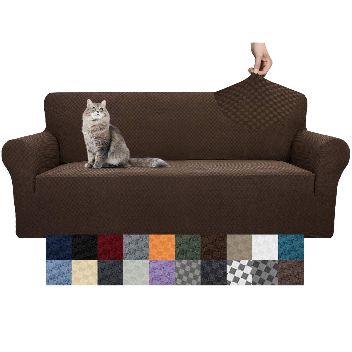 YEMYHOM Couch Cover Latest Jacquard Design High Stretch Sofa Covers for 3 Cushion Couch, Pet Dog Cat Proof Slipcover Non Slip Magic Elastic Furniture Protector (Sofa, Light Gray)