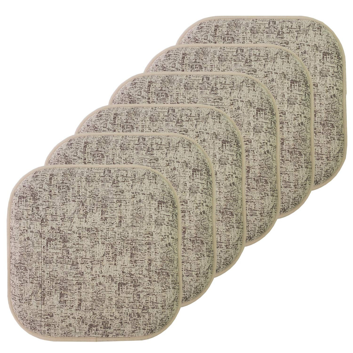 Sweet Home Collection Chair Cushion Memory Foam Pads Honeycomb Pattern Slip Non Skid Rubber Back Rounded Square 16" x 16" Seat Cover, 4 Pack, Alexis Chocolate