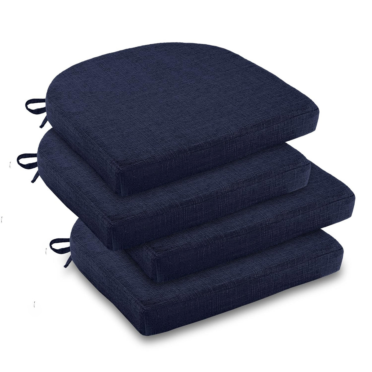 downluxe Indoor Chair Cushions for Dining Chairs, Soft and Comfortable Textured Foam Kitchen Chair Pads with Ties and Non-Slip Backing, 16" x 16" x 2", Red, 4 Pack