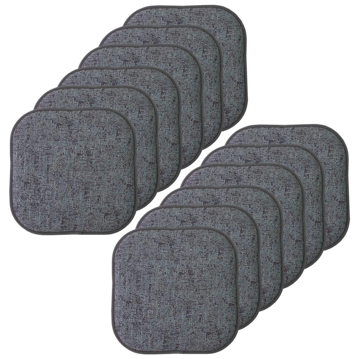 Sweet Home Collection Chair Cushion Memory Foam Pads Honeycomb Pattern Slip Non Skid Rubber Back Rounded Square 16" x 16" Seat Cover, 4 Pack, Alexis Chocolate