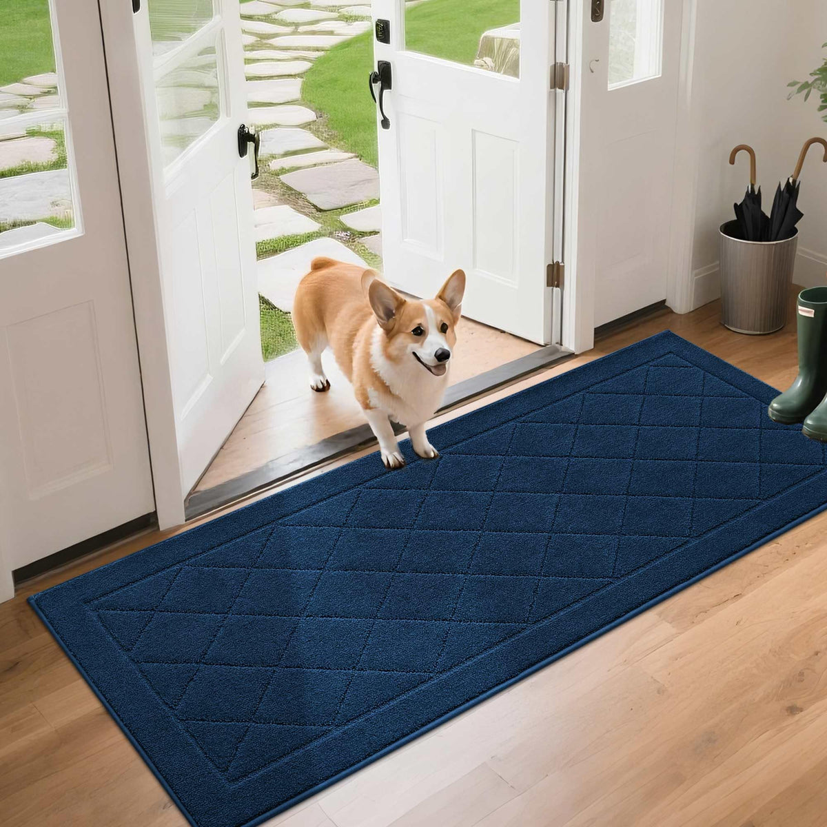BEQHAUSE Dirt Trapper Door Mat 24" x 36", Doormat Non-Slip, Dark Grey