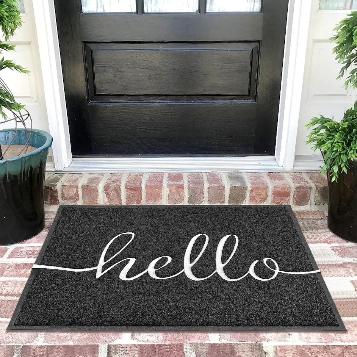 EARTHALL Door Mat Outside Inside Home Doormat, 30"x17.5", Durable Floor Mat Non Slip Mat Ultra Absorb Mud Easy Clean Front Doormat for Garage, Entryway, Patio, High Traffic Areas, Black