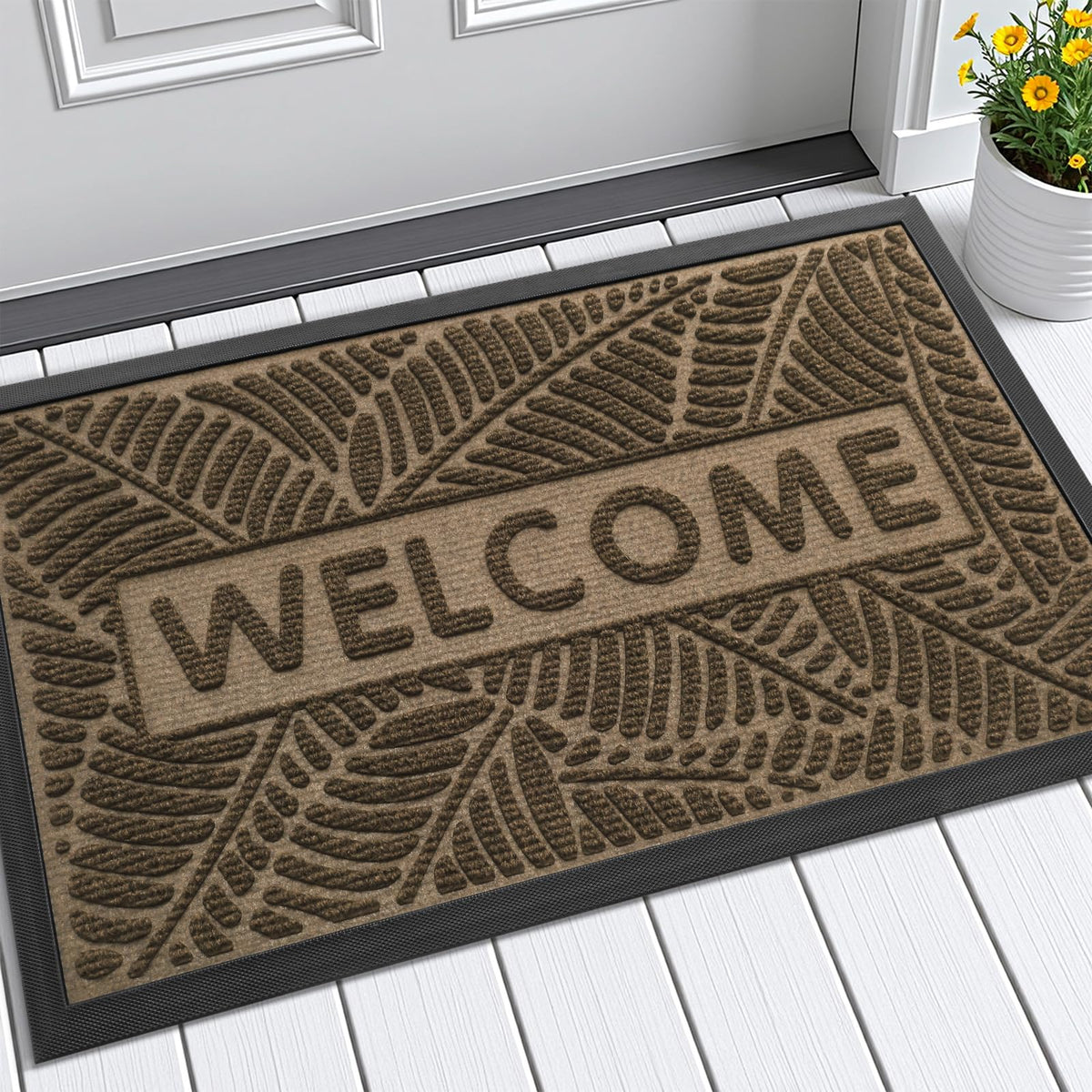 Smiry Welcome Front Door Mat for Outdoor Indoor 29.5x17, All-Season Doormat