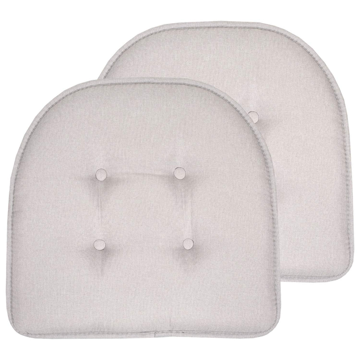 Sweet Home Collection Chair Cushion Memory Foam Pads Tufted Slip Non Skid Rubber Back U-Shaped 17" x 16" Seat Cover, 6 Pack, Checkered Taupe/White