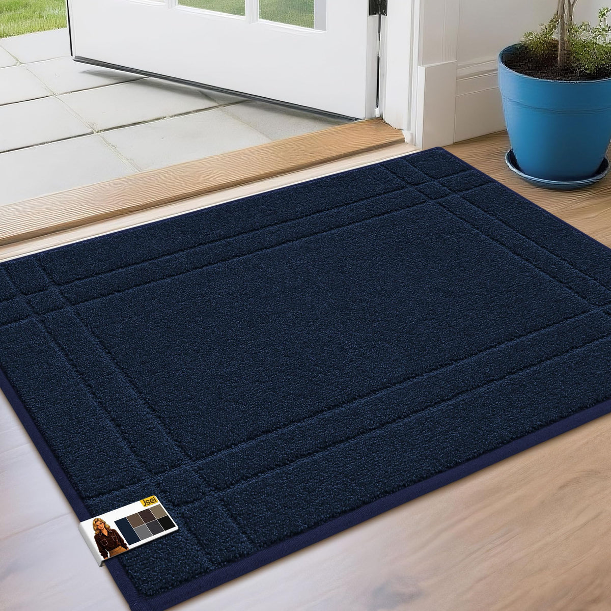 JSEI Door Mat for Entrance 20"x32", Dirt Trapper Doormat, Black