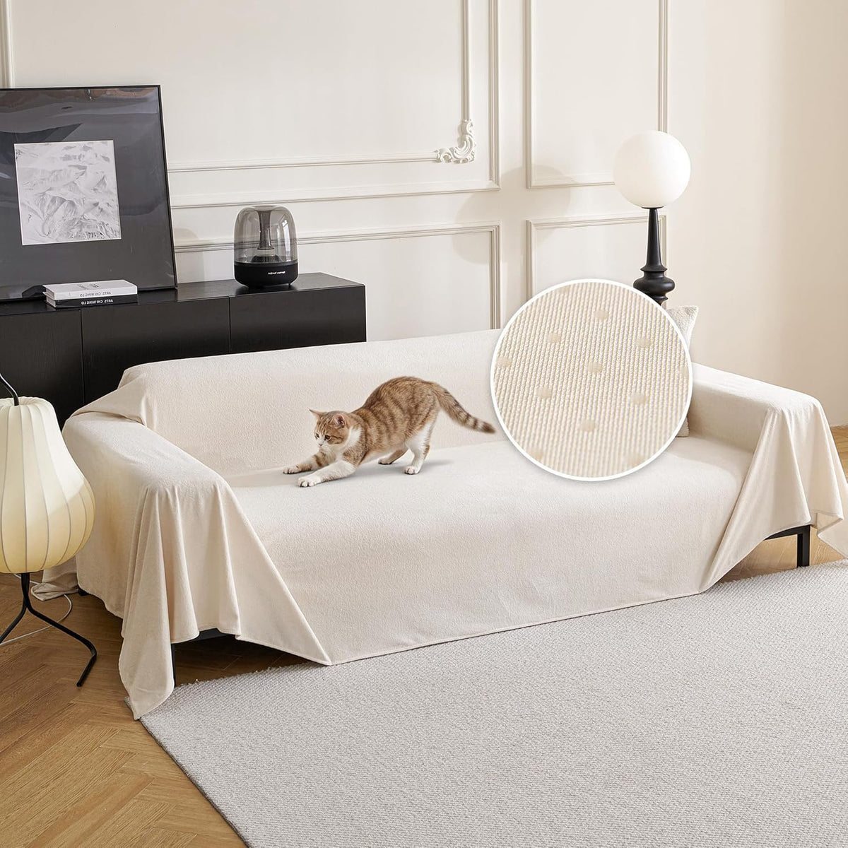 MYSKY HOME Couch Covers for Dogs, Non-Slip Sofa Slipcover, 91"x134", Grey