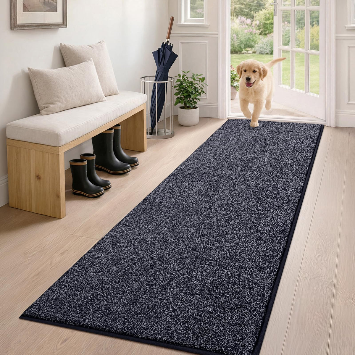 PURRUGS Dirt Trapping Indoor Door Mat, 24" x 35.5", Charcoal
