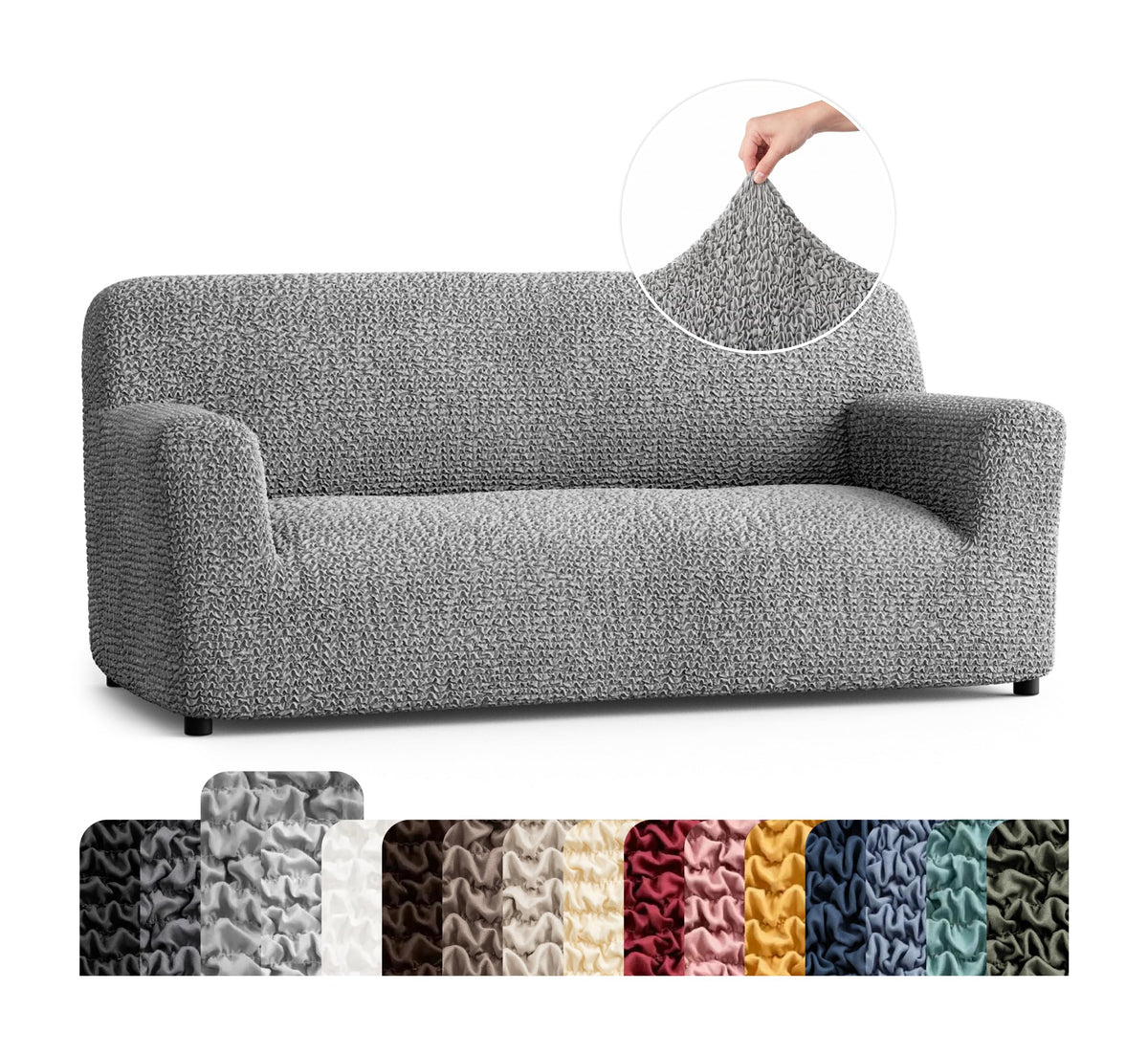 Premium Stretch Couch Covers for Sofa - Sofa Chair Cover Washable, Dogs & Pets Friendly - Elastic Polyester Loveseat Slipcovers - Non-Slip Love Seat Couch Covers - Soft Taupe (86"-120" Wide)
