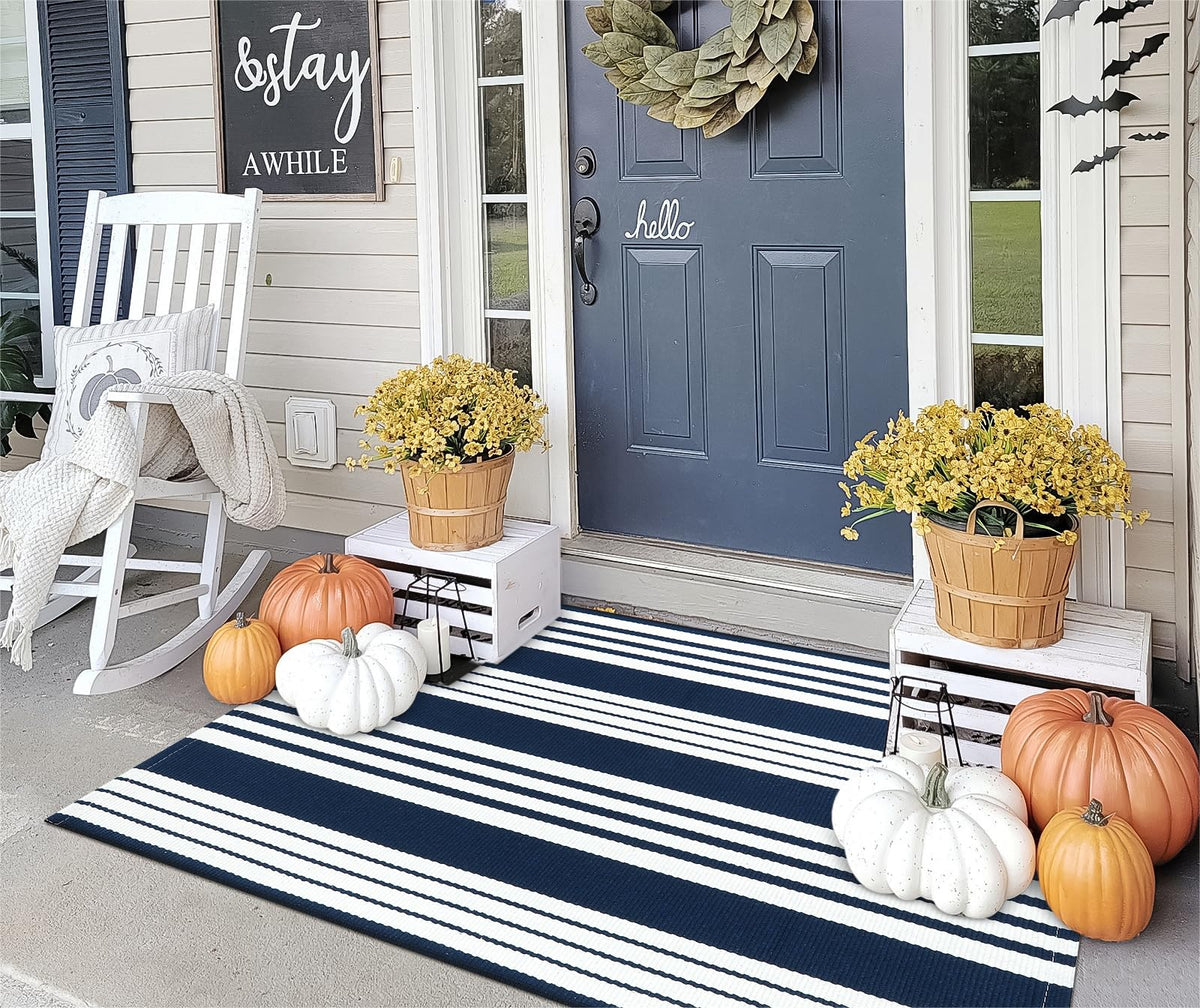 OJIA Front Door Mat 24"x51", Striped Porch Rug Outdoor Door Mat Fall Decor