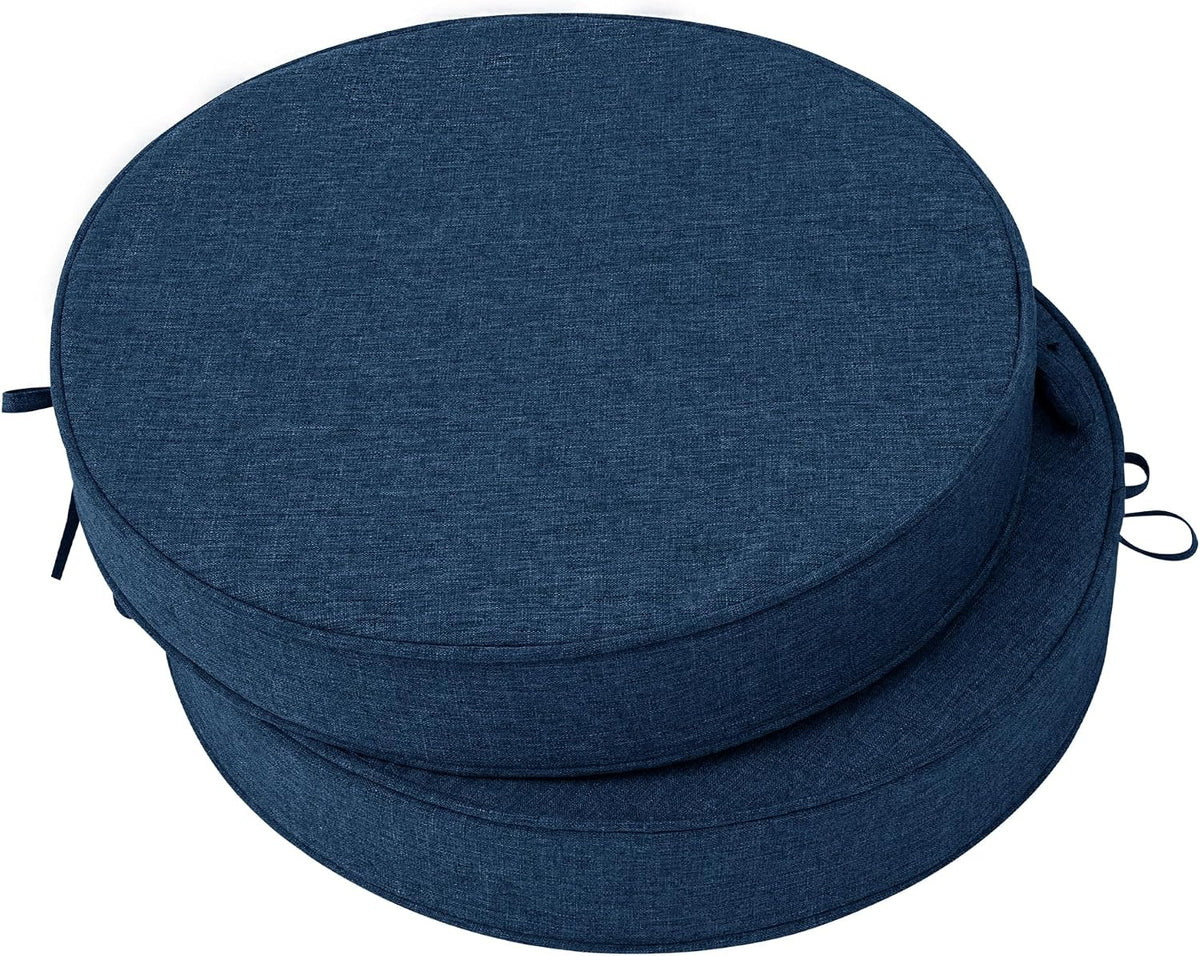 Outdoor Chair Cushions, Fade-Resistant & Water-Resistant, D Shaped Patio Furniture Seat Chair Pads Replacement with Ties, Non-Slip Bottom, Removable Cover, Set of 2, 17 x 16 Inch, Natural