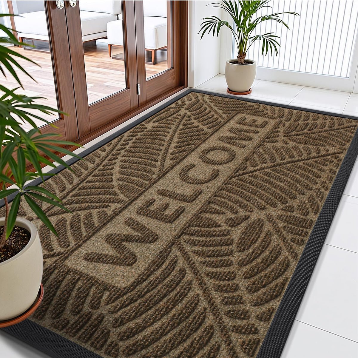 Smiry Welcome Front Door Mat for Outdoor Indoor 29.5x17, All-Season Doormat