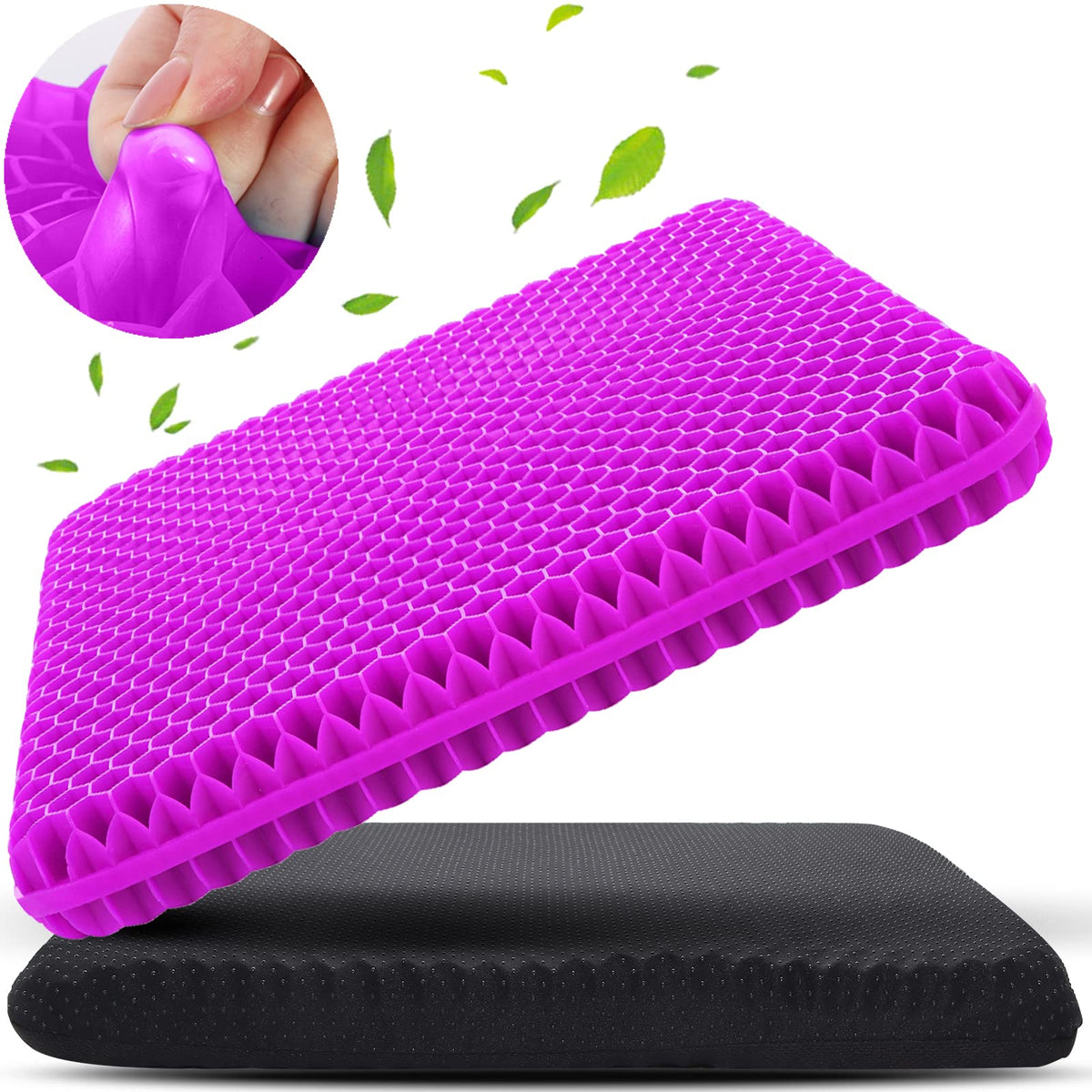 Gel Seat Cushion for Long Sitting, Gel Chair Cushion (Large & Thick)