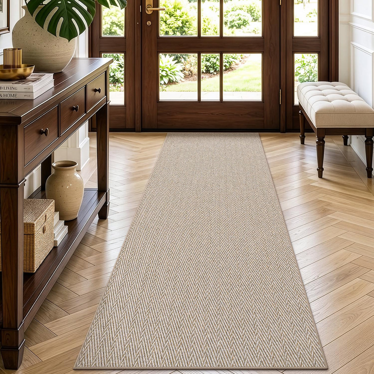 LUMI Ultra Thin Indoor Door Mat 24"x36", Entrance Doormat, Beige