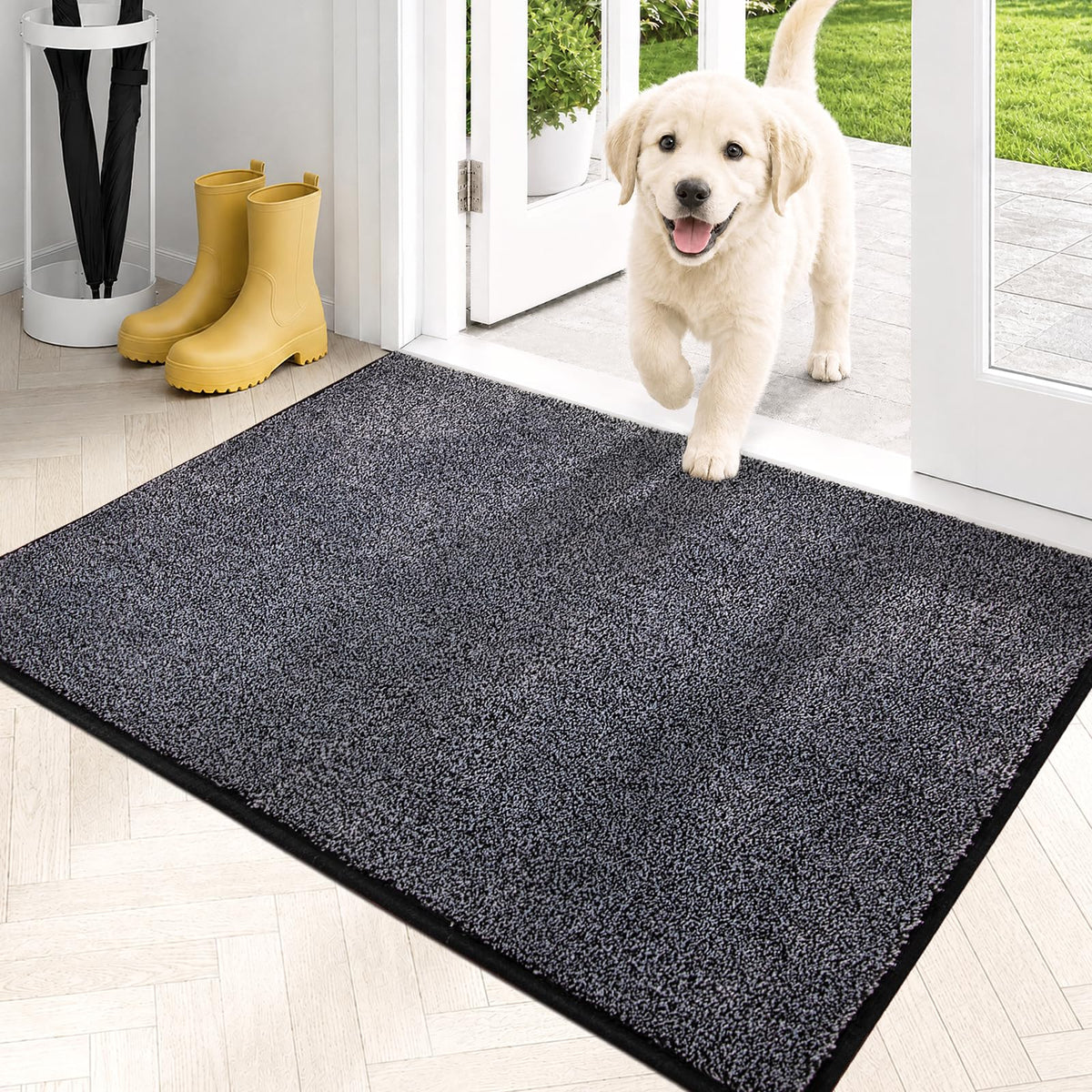 PURRUGS Dirt Trapping Indoor Door Mat, 24" x 35.5", Charcoal