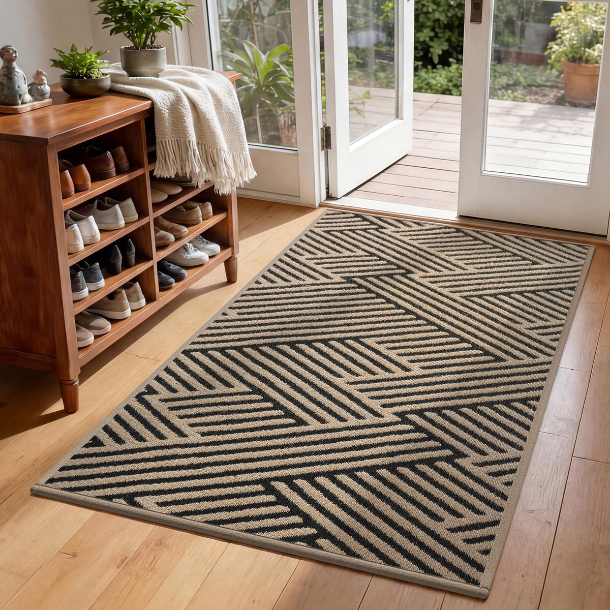 Front Door Mat Indoor Outside Entrance Non-Slip Mats Brown 17"x30"