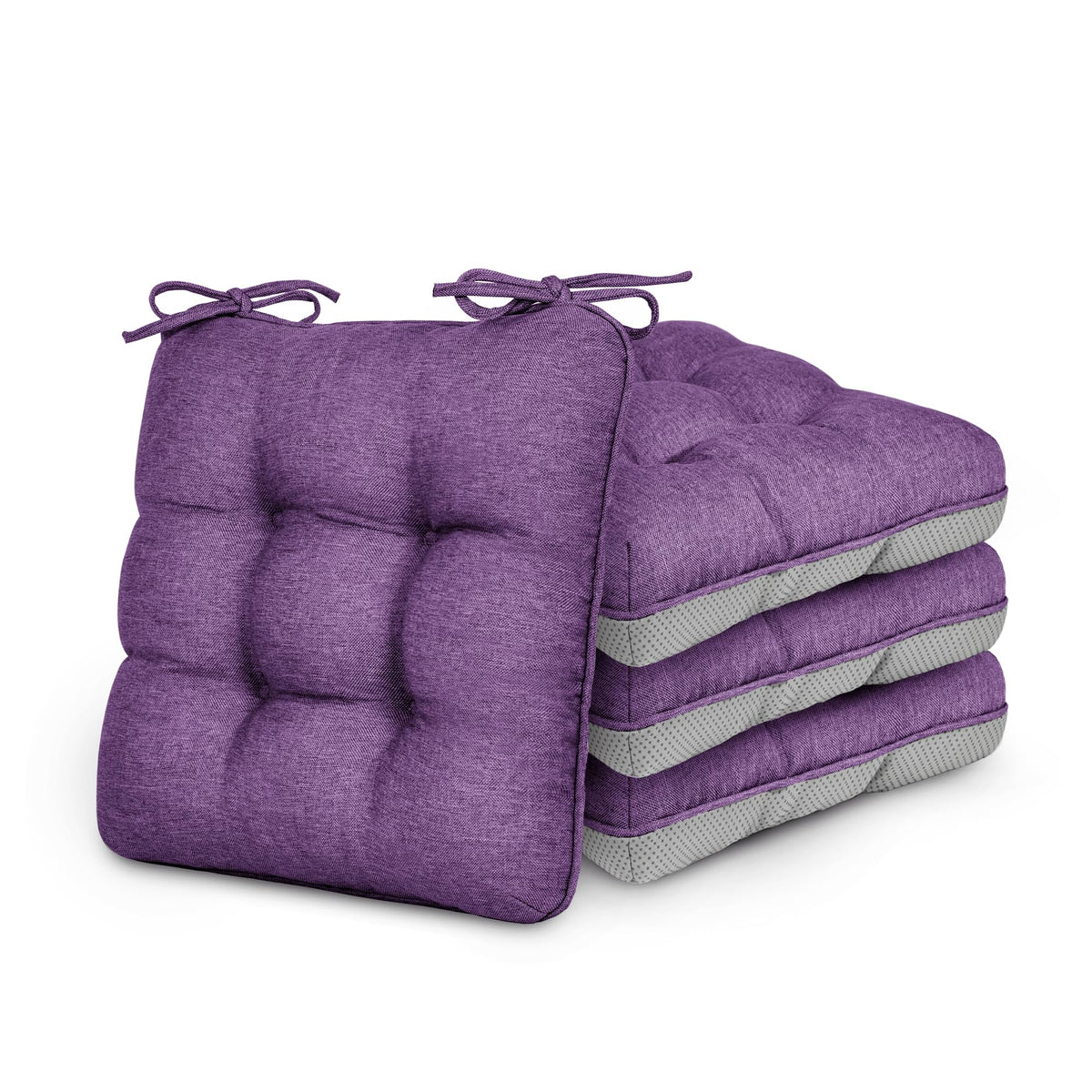 Love's cabin Memory Foam Chair Cushions Set of 4, 15.5 Inch, Grey