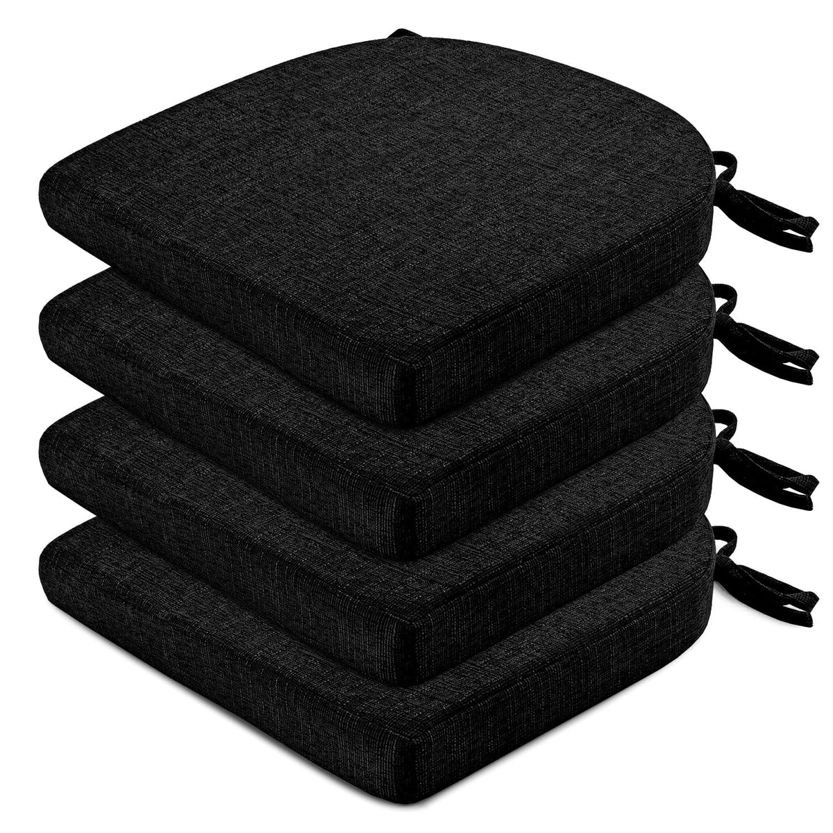 Wellsin Chair Cushions for Dining Chairs 6 Pack - Kitchen Chair Cushions with Ties and Non-Slip Backing - Dining Chair Pads 16"X16"X2", Dark Gray